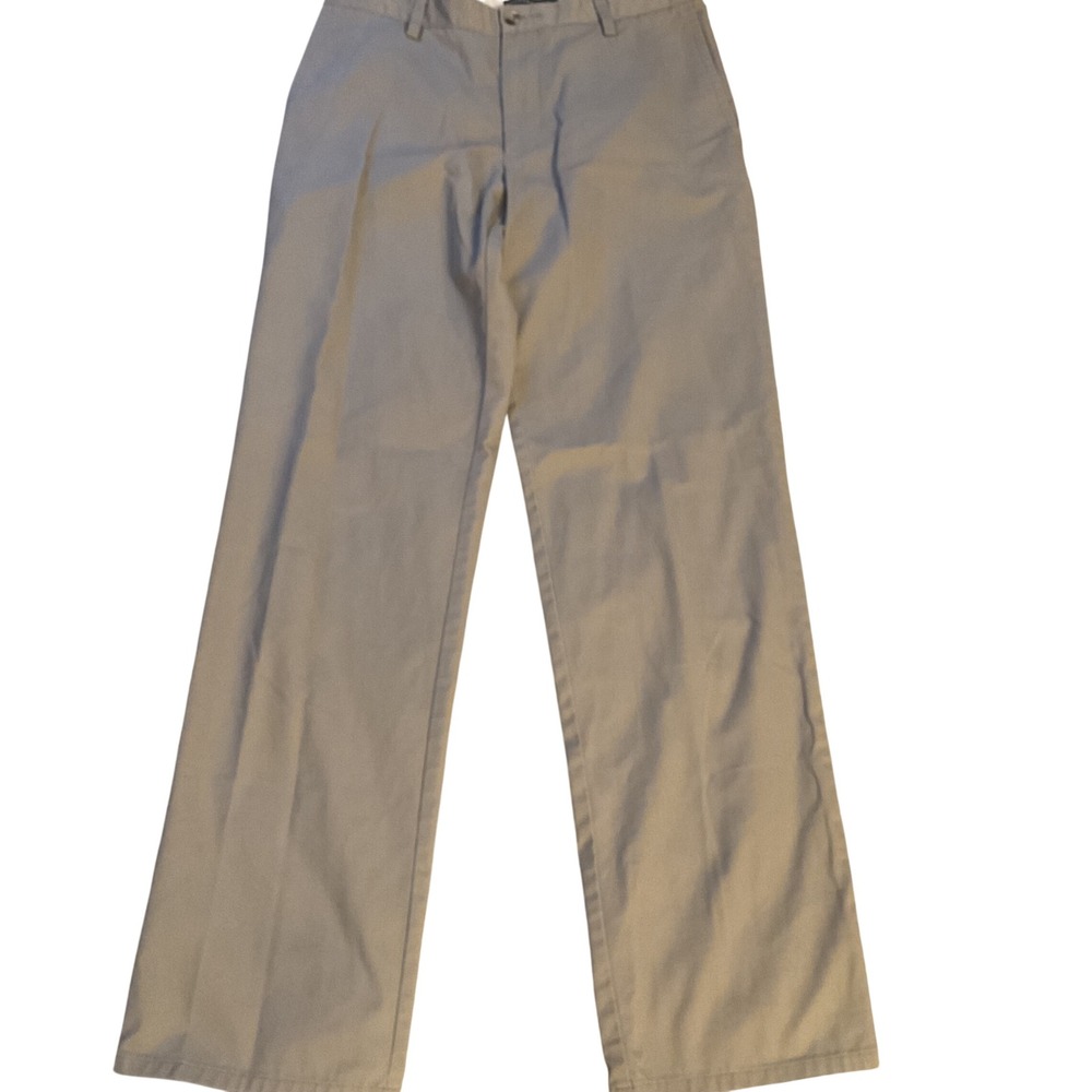 Dockers Mens Straight Fit Chino Pants Grey Beige 32x34 Flat Front Khakis